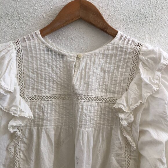 MADEWELL Full-Sleeve Pintuck Ruffle Top Size Small - Picture 3 of 9